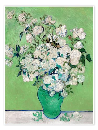 Weiße Rosen Poster von Vincent van Gogh Wandbilder für jeden Raum 30 x 40 cm Grün Impressionismus Wanddeko von Posterlounge