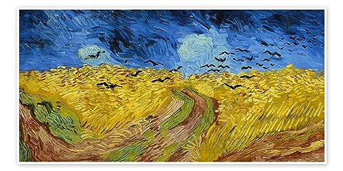 Weizenfeld mit Raben Poster von Vincent van Gogh 80 x 40 cm Blau Impressionismus Wanddeko von Posterlounge