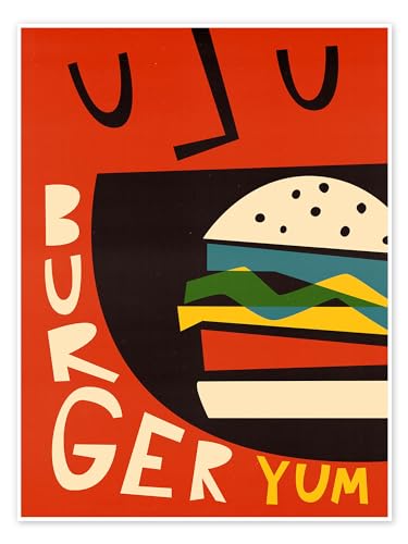 Yum Burger Poster von Fox & Velvet Wandbilder für jeden Raum 50 x 70 cm Orange Essen & Trinken Wanddeko von Posterlounge
