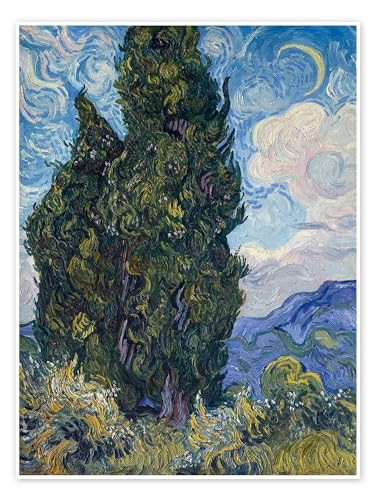 Zypressen Poster von Vincent van Gogh Wandbilder für jeden Raum 30 x 40 cm Grün Impressionismus Wanddeko von Posterlounge