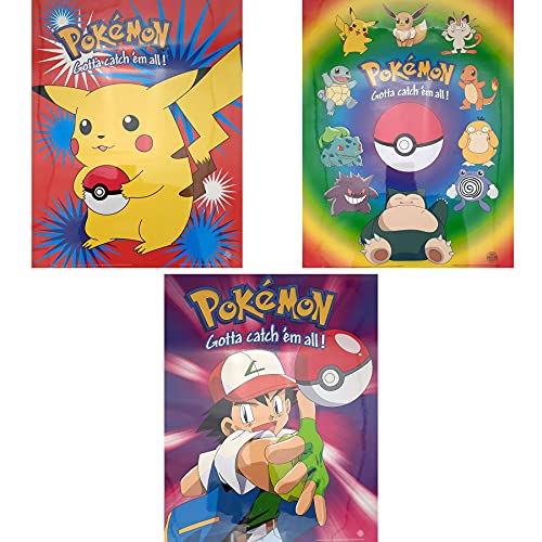 Pokémon Poster Vorteilsset | 3er Set Poster | 50 x 40 cm | Plastifiziert | "Schnapp' sie dir alle!" | Pokemon Deko Zimmer (Version 1) von Posters