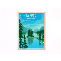 Jasper Poster, Alberta Kanada Druck, Kunstdruck, Vintage Reiseplakat von PostersbyCaprizie