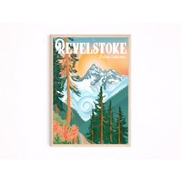 Revelstoke Poster, Druck, British Columbia Kunstdruck, Wandkunst, Bergkunst, Kanada von PostersbyCaprizie