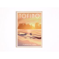 Tofino Sunset Poster, Surf Art, West Coast Wandkunst, Vancouver Island Kunstdruck von PostersbyCaprizie