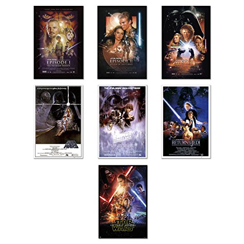 Star Wars Episode I, II, III, IV, V, VI & VII – 7 Stück Film Poster/Kunstdruck Set (7 Regular Style Poster) (Größe: je 61 x 91,4 cm) von Posterstoponline