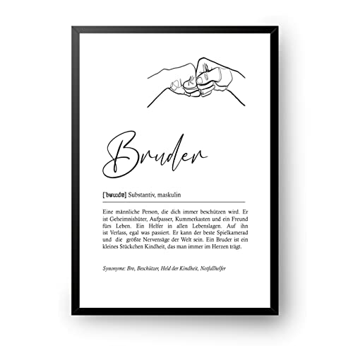 Postertech® Definition Bruder mit Rahmen | Definition von Bruder eingerahmt | Geschenk Geburtstag | Wörterbuch Definitionen | (DIN A4 (Rahmen Schwarz), Bruder) von Postertech