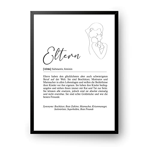 Postertech® Definition ELTERN | Geschenk für Mutter oder Vater zum Hochzeitstag | Wörterbuch Definitionen | (Ohne Rahmen) (DIN A4, Eltern) von Postertech