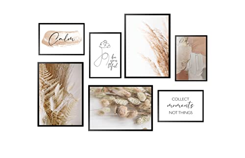 Postertech® Mood Poster Set, Bilder als Wanddeko, Wohnzimmer & Schlafzimmer Beige Boho Lifestyle Mode (Ohne Rahmen - DIN A4 & DIN A3, Beige Pampas Boho) von Postertech