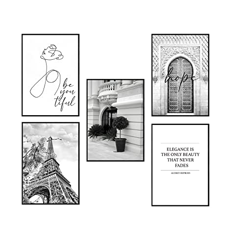 Postertech® Premium Poster Set | 4 Bilder als stilvolle Wanddeko | 4X DIN A4 | Schwarz Weiss COCO Set (5er Grau) von Postertech