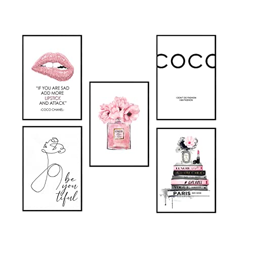 Postertech® Premium Poster Set | 5 Bilder als stilvolle Wanddeko | 5X DIN A4 | Pink Coco Spruch (Set #1) von Postertech