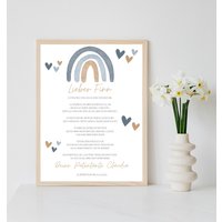 Personalisiertes Poster Zur Taufe Mit Regenbogen Und Spruch Per Pdf Datei Oder Ausgedruckt in A4 Optional Bilderrahmen von Postervorlagen