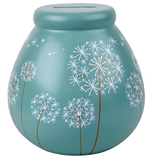Pot of Dreams Sparschwein aus Keramik mit weißen Löwenzahn-Blumen, sparen und zerschlagen, blaugrün, perfektes dekoratives Geschenk für Mittelstück Wohnzimmer und Schlafzimmer Pot of Dreams Sparschwein aus Keramik mit weißen Löwenzahn-Blumen, sparen und zerschlagen, blaugrün, perfektes dekoratives Geschenk für Mittelstück Wohnzimmer und Schlafzimmer von Pot Of Dreams