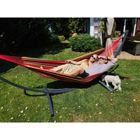 Potenza Outdoor Hängematte Mit Grande Gestell Für 2 Personen I Baumwolle Doppelhängematte 220x160, 200Kg Hängemattengestell 220Kg von PotenzaDE