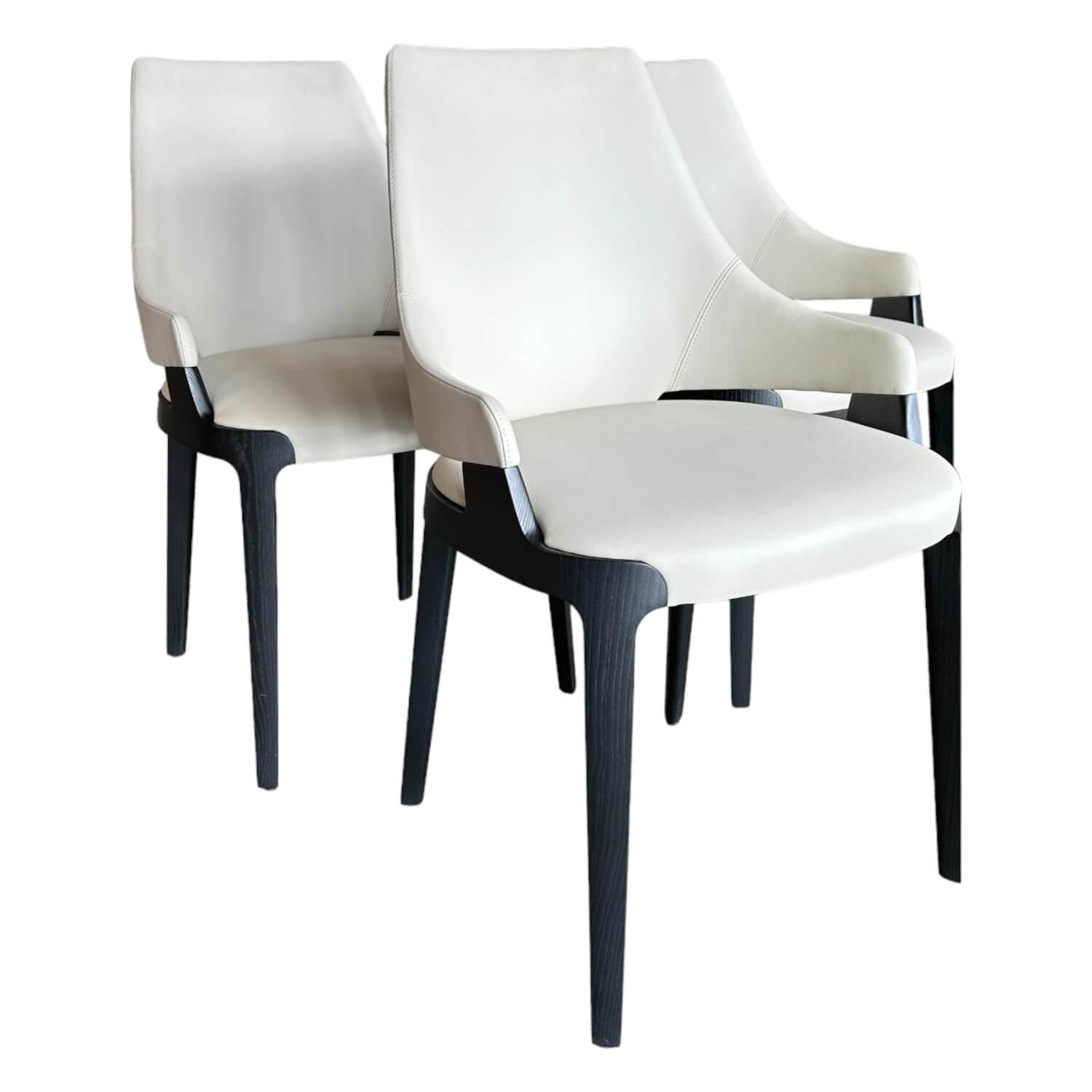 3er-Set Stuhl Velis 942/7 Kunstleder Beige 776 Gestell Holz Schwarz von Potocco