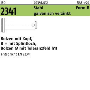 1 Bolzen mit Kopf ISO 2341 Stahl B 18 h11x65x58 verzinkt von Potsdamer Schrauben