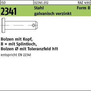 1 Bolzen mit Kopf ISO 2341 Stahl B 20 h11x50x42 verzinkt von Potsdamer Schrauben