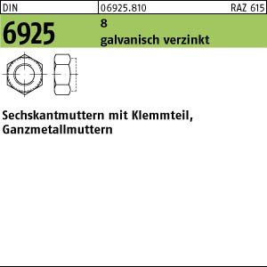 100 Sechskantmuttern DIN 6925 8 M6 verzinkt Stahl von Potsdamer Schrauben