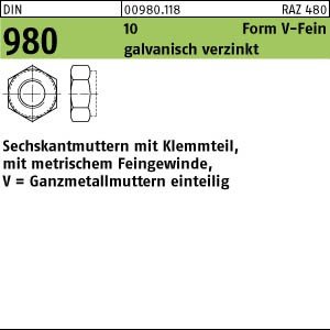 100 Sechskantmuttern DIN 980 10 V M14x1,5 verzinkt Stahl von Potsdamer Schrauben