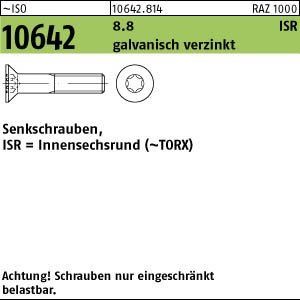 ISO 10642 08.8 M 6 x 20 -T galv. verzinkt gal Zn VE=S Senkschrauben m. ISR 500 Stück von Potsdamer Schrauben