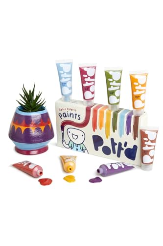 Pott'd™ Premium Acryl Töpferfarben, Malset, Töpferfarben-Set für lufttrockenen Ton - Retrofarben von Pott'd