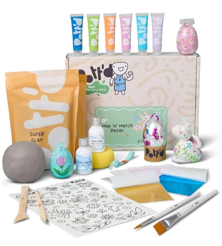 Pott'd Mini-Töpfer-Sets | Lufttrocknendes Töpferset für Erwachsene | Mit Farben, Töpferwerkzeugen und lufttrocknendem Ton ganz ohne Brennen | KOSTENLOSE Online-Anleitung | Perfekt für Anfänger von Pott'd