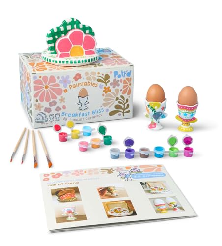 Pott'd Paintables Frühstücksfreude – Keramik selbst bemalen Set – Bemal Deine eigenen Eierbecher & Toastständer – Töpfer-Set für Erwachsene inklusive Farben, Pinseln & Malanleitung von Pott'd