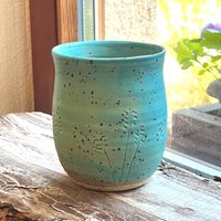 Kaffeebecher Tee Milchkaffee Türkis Mit Eingearbeiteten Kornähren von PottWerk