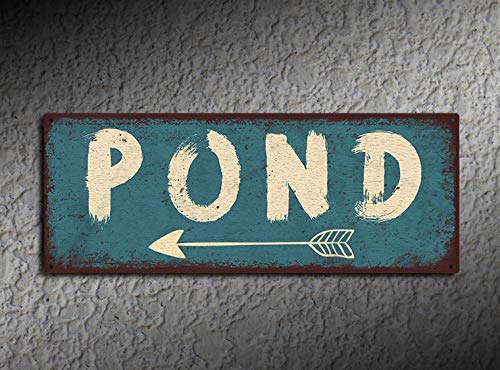 PotteLove Rustikales Metall-Straßenschild mit Pfeil nach links, farbiger Aufdruck auf Metallblech, Aluminium-Wandposter für Garage, Männerhöhle, Café, Bar, Pub, Dekoration, 30,5 x 10,2 cm von PotteLove