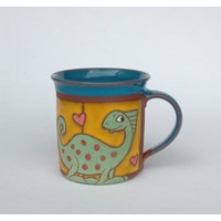 Dinosaurier Tasse, Tasse Mit Dinosaurier, Einzigartige Teetasse, Handgemachte Kaffeetasse, Lustige Für Kinder, Tier, Keramiktasse von PotteryPapas