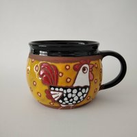 Einzigartige Kaffeetasse, Keramiktasse, Keramiktasse Mit Henne, Kaffeetasse Handgemacht, Keramik Handgemachte Kindertasse, Becher Keramik von PotteryPapas