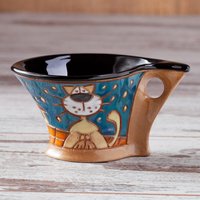 Espressotasse, Lustige Kaffeetasse, Katzentasse, Katzendesigntasse, Einzigartige Tasse, Keramiktasse, Handgemalte Handgemachte Katzenliebhabertasse von PotteryPapas