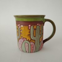 Espressotasse, Moderne Kaffeetasse, Keramik Handgemachte Tasse, Kaktus Keramiktasse, Kaktusliebhaber Espressotasse von PotteryPapas