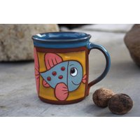 Fisch Becher, Kaffeetasse Keramik, Handgemachte Kindertasse, Große Kaffeetasse, Tier Keramik, Tasse Teetasse, Tiere Becher von PotteryPapas