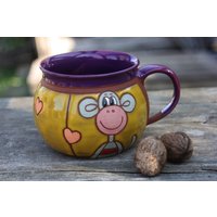 Handgemachte Tasse, Keramik Becher, Kindertasse, Lustige Kaffeetasse, Tier Tasse, Große Affe Kaffeebecher von PotteryPapas