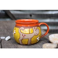 Handgemachter Becher, Kindertasse, Großer Kaffeebecher, Tierbecher, Lustiger Kinderbecher, Hundebecher, Tasse Mit Hund, Teetasse, Keramikbecher von PotteryPapas