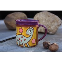 Kaffeebecher, Dinosaurier Becher, Keramikbecher, Handgemachter Tierbecher, Einzigartiger Originalbecher, Kinderbecher, Teebecher, Handbemalter Becher von PotteryPapas