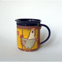 Kaffeetasse, Einzigartige Teetasse, Keramiktasse, Lustige Tasse, Huhn-Becher, Kaffee-Lustige Keramik-Kaffee-Tasse, Keramik-Tee-Becher, Hen-Becher von PotteryPapas