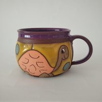 Kaffeetasse, Lustige Tasse, Keramiktasse, Teetasse, Kinderbecher, Tiere Becher, Becher Keramik, Einzigartige Handgemachte Tassen, Schildkröte von PotteryPapas