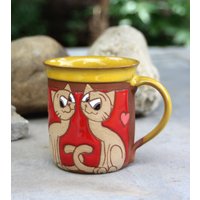 Kaffeetasse, Teetasse, Keramiktasse, Handgemachte Tasse, Keramik Handgemachte Niedliche Katzen Becher, Töpferei Geschenk von PotteryPapas