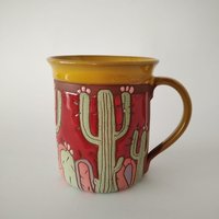 Kaktus-Liebhaber Großer Becher, Kaktus Tasse, Einzigartige Teetasse, Moderne Kaffeetasse, Becher Für Ihn, Kakteen Geschenke, Kaffeebecher, Keramik von PotteryPapas