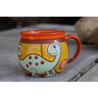 Keramik Becher, Handgemachter Steinzeug Kaffeetasse, Einzigartiger Tier Einweihungsgeschenk, Teebecher, Dinosaurier Becher von PotteryPapas