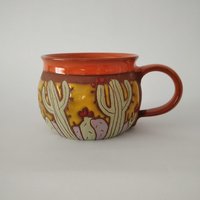 Keramik Becher, Kaktus Tasse, Handgemachte Liebhaber Tasse Keramik, Einzigartige Kaffeetasse, Dekor Becher von PotteryPapas