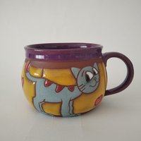 Keramik Becher, Katzen Teetasse, Tiere Unikat Und Keramik, Steinzeug Kaffeetasse, Keramikbecher Handgemacht von PotteryPapas