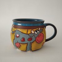 Keramik Becher, Kuh Kaffeetasse Handgemacht, Lustige Tiere Becher Tassen Keramik, Einzigartiger Kaffeebecher, Kuhtasse von PotteryPapas