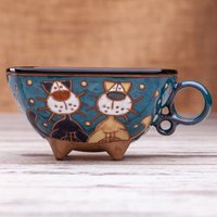 Keramik Handgemacht, Tasse, Katzenliebhaber Geschenk, Einzigartige Kaffeetasse, Kindertasse, Tierbecher, Katzentasse, Teetasse von PotteryPapas