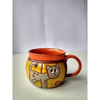 Keramikbecher, Handgemachte Tassen, Katzenbecher, Kaffeebecher, Keramik Handgemachte Tasse, Kinder Becher, Steinzeug Ton Teetasse, Tiere Teetasse von PotteryPapas