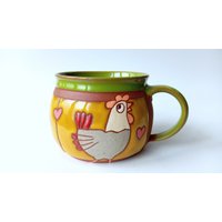 Keramikbecher, Huhn Becher, Keramik Handgemachte Tasse, Keramikbecher Handgemacht, Becher Keramik, Einzigartige Kaffeebecher, Kinderbecher von PotteryPapas