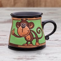 Keramik Becher, Affe Kaffeebecher Handgemacht, Lustige Kinderbecher, Tierbecher Becher Keramik, Einzigartige Kaffeebecher, Kindertasse von PotteryPapas