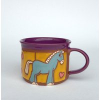 Keramiktasse Mit Pferd, Kindertasse, Keramik Und Keramik, Keramiktasse, Pferdetasse, Kaffeetasse, Handgemachte Tasse, Einzigartige Tasse von PotteryPapas