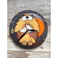 Kinder Wanduhr, Lustige Uhr, Kinderzimmer Deko, Wanduhr, Einzigartige Keramikuhr, Wohnzimmeruhr, Niedliche Uhr Für von PotteryPapas